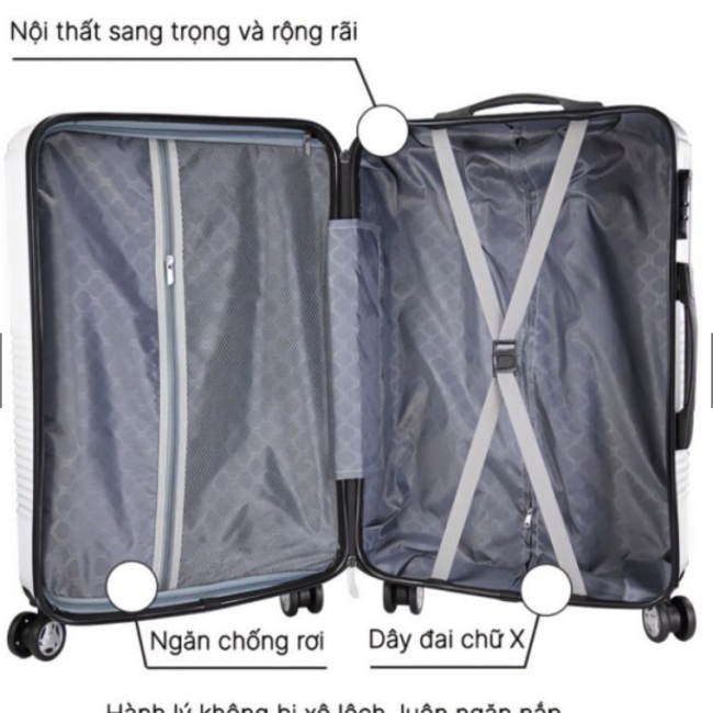 [SBAESTORE] Vali kéo du lịch UZO218 Bo góc - Nhựa PC cao cấp chống va đập, chống vỡ tuyệt đối