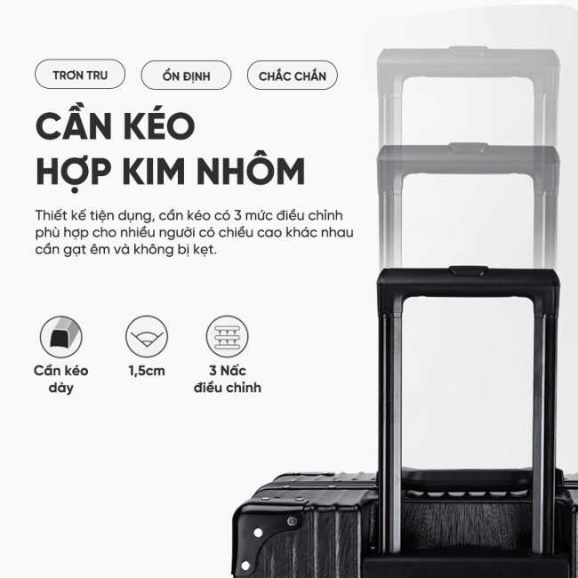 [SBAESTORE] Vali kéo du lịch KIDEN khung nhôm khóa sập cao cấp TSA tiêu chuẩn quốc tế chống trộm
